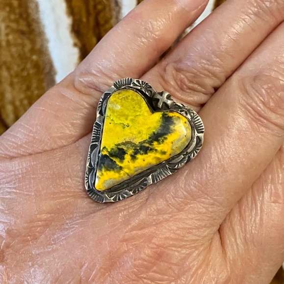 Bumblebee Jasper Sterling Heart Ring - Picture 4 of 4